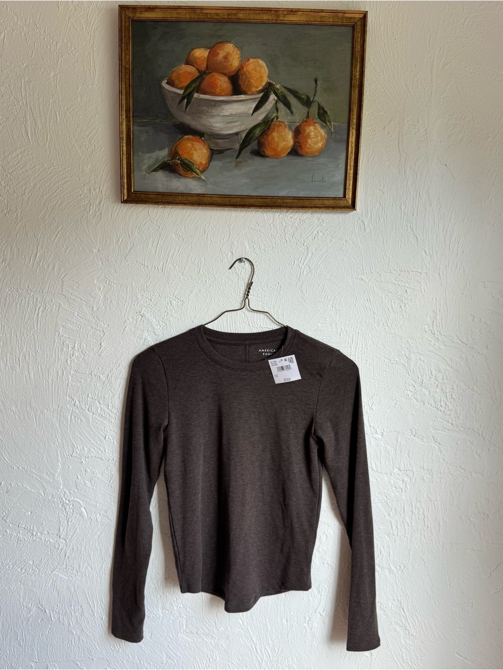 American Eagle Outfitters Long Sleeve Crewneck Sweater - Dark Brown